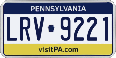 PA license plate LRV9221