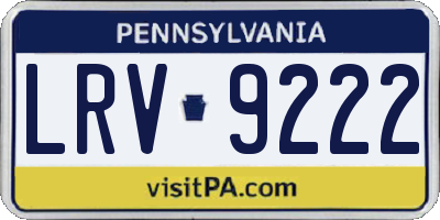 PA license plate LRV9222
