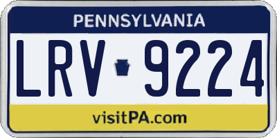 PA license plate LRV9224