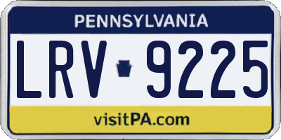 PA license plate LRV9225