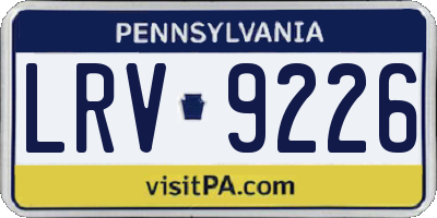 PA license plate LRV9226