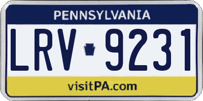 PA license plate LRV9231
