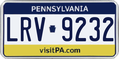 PA license plate LRV9232