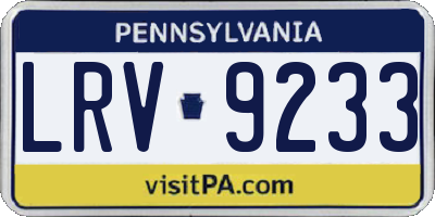 PA license plate LRV9233