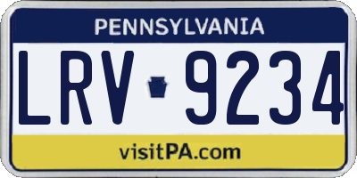 PA license plate LRV9234
