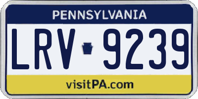 PA license plate LRV9239