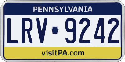PA license plate LRV9242