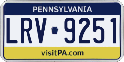 PA license plate LRV9251