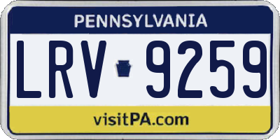 PA license plate LRV9259