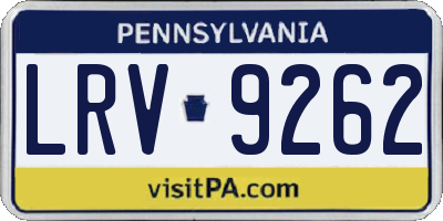 PA license plate LRV9262