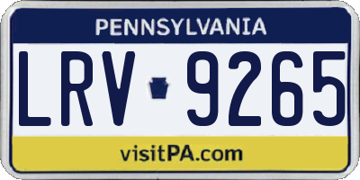 PA license plate LRV9265
