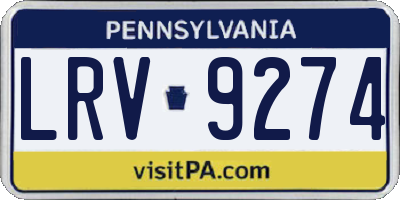 PA license plate LRV9274