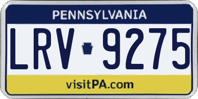 PA license plate LRV9275