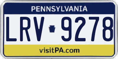 PA license plate LRV9278