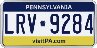 PA license plate LRV9284