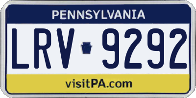 PA license plate LRV9292