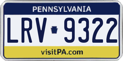 PA license plate LRV9322
