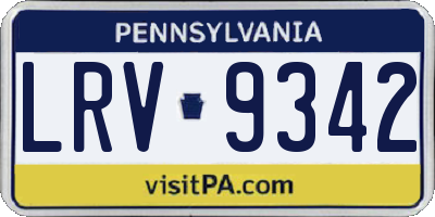 PA license plate LRV9342