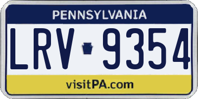 PA license plate LRV9354