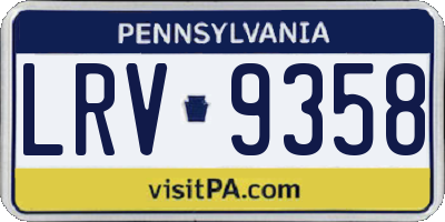 PA license plate LRV9358