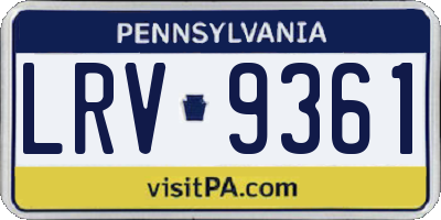 PA license plate LRV9361