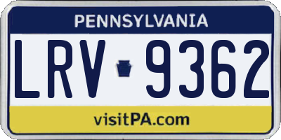 PA license plate LRV9362