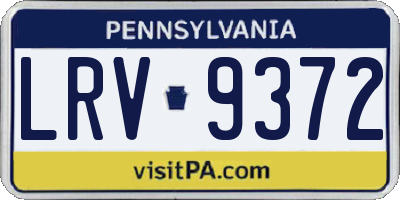 PA license plate LRV9372