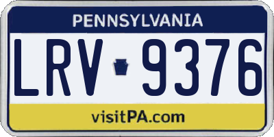 PA license plate LRV9376
