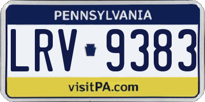 PA license plate LRV9383