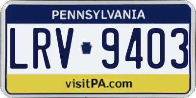PA license plate LRV9403