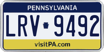 PA license plate LRV9492