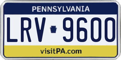 PA license plate LRV9600