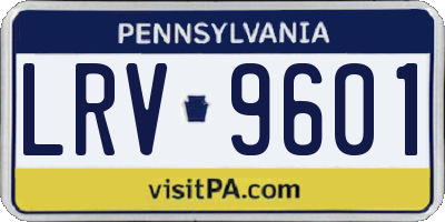 PA license plate LRV9601