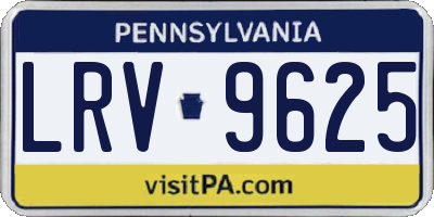 PA license plate LRV9625