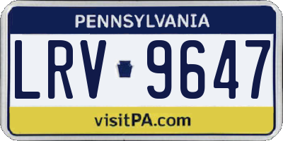 PA license plate LRV9647