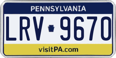 PA license plate LRV9670
