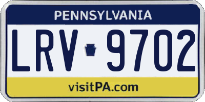 PA license plate LRV9702