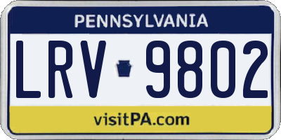 PA license plate LRV9802
