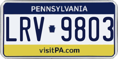 PA license plate LRV9803
