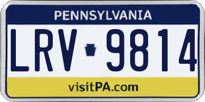 PA license plate LRV9814