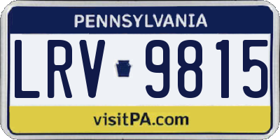PA license plate LRV9815