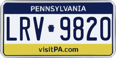 PA license plate LRV9820