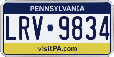 PA license plate LRV9834