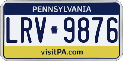 PA license plate LRV9876