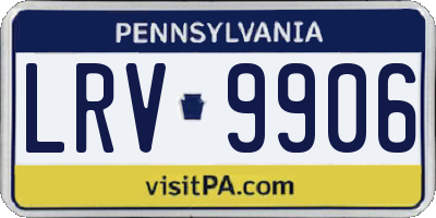 PA license plate LRV9906