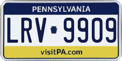 PA license plate LRV9909