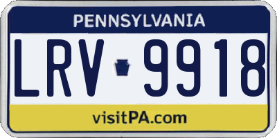 PA license plate LRV9918