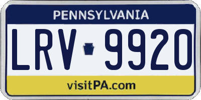PA license plate LRV9920