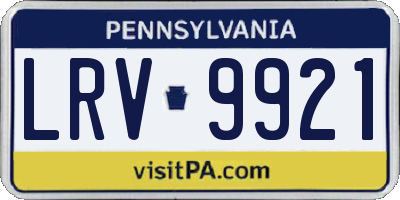 PA license plate LRV9921