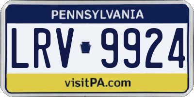PA license plate LRV9924